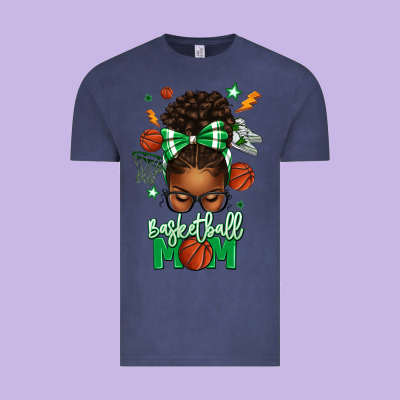 Basketball Mom Afro Messy Bun Vintage Tee Designed By Texasbilliewilder