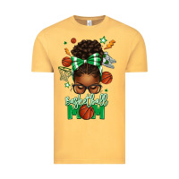 Vintage Mustard Basketball Mom Afro Messy Bun Vintage Tee - texasbilliewilder