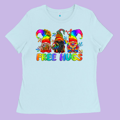 Lgbtq Free Hugs Gnomes Ladies Tee Designed By Bundleandbundleshop