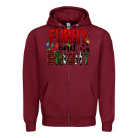 Burgundy Furry And Bright Zipper Hoodie - FaDigitalArtStudio