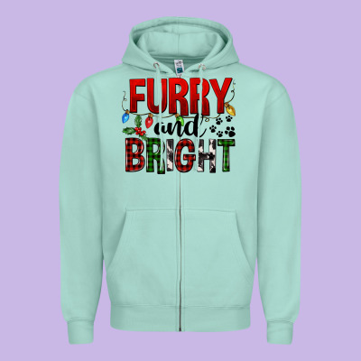 Furry And Bright Zipper Hoodie Designed By Fadigitalartstudio