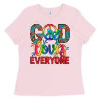 Bubblegum Pink LGBTQ+ God Loves Everyone Ladies Tee - BundleAndBundleShop