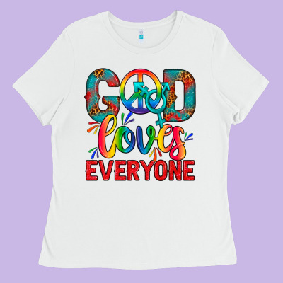 Lgbtq+ God Loves Everyone Ladies Tee Designed By Bundleandbundleshop