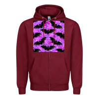 Burgundy halloween bat and stars seamless pattern Zipper Hoodie - BundleAndBundleShop