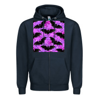 Navy halloween bat and stars seamless pattern Zipper Hoodie - BundleAndBundleShop
