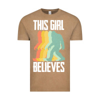 Vintage Coffee bigfoot t  shirt bigfoot   this girl believes t  shirt Vintage Tee - DesigneFamous