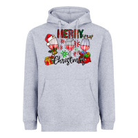 Heather Grey Merry Christmas Heavyweight Hoodie - CowhideDigitalArt