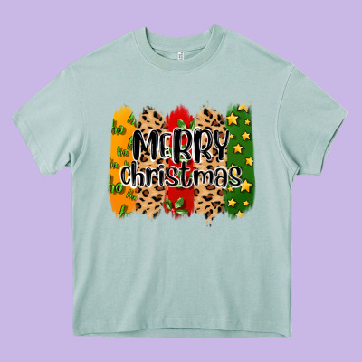 Merry Christmas Brushstrokes Heavy Core Tee Designed By Maliassmallbusiness