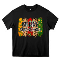 Black merry christmas brushstrokes Heavy Core Tee - MaliasSmallBusiness