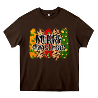 Chocolate Brown merry christmas brushstrokes Heavy Core Tee - MaliasSmallBusiness