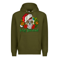 Army Green Feliz Navidad Skull Premium Hoodie - BundleAndBundleShop