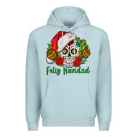 Blue Mist Feliz Navidad Skull Premium Hoodie - BundleAndBundleShop
