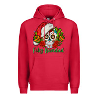Cardinal Feliz Navidad Skull Premium Hoodie - BundleAndBundleShop