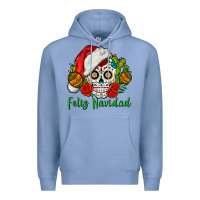 Colony Blue Feliz Navidad Skull Premium Hoodie - BundleAndBundleShop
