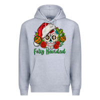 Heather Grey Feliz Navidad Skull Premium Hoodie - BundleAndBundleShop