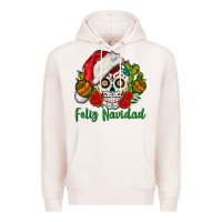 Pale Pink Feliz Navidad Skull Premium Hoodie - BundleAndBundleShop