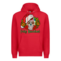 Red Feliz Navidad Skull Premium Hoodie - BundleAndBundleShop