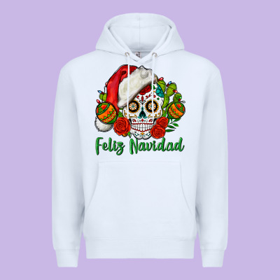 Feliz Navidad Skull Premium Hoodie Designed By Bundleandbundleshop
