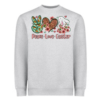 Heather Grey Easter Day Peace love Easter Heavyweight Sweatshirt - OliviaCreatesArt