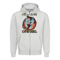 Dove Grey Stay Wild Cowgirl Zipper Hoodie - FaDigitalArtStudio