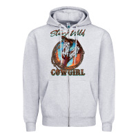 Heather Grey Stay Wild Cowgirl Zipper Hoodie - FaDigitalArtStudio