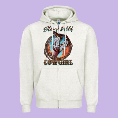 Stay Wild Cowgirl Zipper Hoodie Designed By Fadigitalartstudio