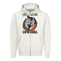 Oatmeal Heather Stay Wild Cowgirl Zipper Hoodie - FaDigitalArtStudio