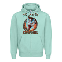 Seafoam Stay Wild Cowgirl Zipper Hoodie - FaDigitalArtStudio