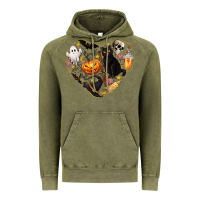 Vintage Olive Halloween Heart Vintage Hoodie - texasbilliewilder