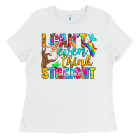 White LGBTQ I Can't Even Think Straight Ladies Tee - BundleAndBundleShop