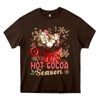 Chocolate Brown hot cocoa season Heavy Core Tee - MaliasSmallBusiness