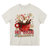 Cream hot cocoa season Heavy Core Tee - MaliasSmallBusiness