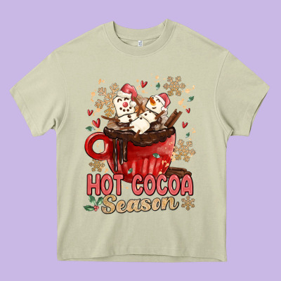 Hot Cocoa Season Heavy Core Tee Designed By Maliassmallbusiness