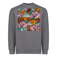 Storm Western Landrace Pig With Sunflowers Seamless Heavyweight Sweatshirt - FaDigitalArtStudio