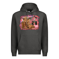 Valentines Day Mama Cow And Baby Cows Premium Hoodie | Teevron
