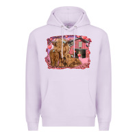 Lilac valentines day mama cow and baby cows Premium Hoodie - RanaPortraitStore