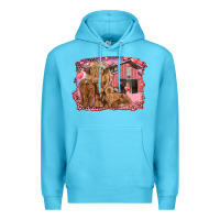 Ocean Blue valentines day mama cow and baby cows Premium Hoodie - RanaPortraitStore