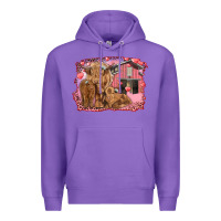 Purple valentines day mama cow and baby cows Premium Hoodie - RanaPortraitStore