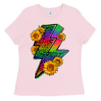 Bubblegum Pink LGBTQ+ Lightnin' Bolt With Sunflower Ladies Tee - BundleAndBundleShop