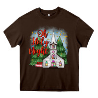 Chocolate Brown christmas church oh holy night Heavy Core Tee - MaliasSmallBusiness