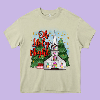 Christmas Church Oh Holy Night Heavy Core Tee Designed By Maliassmallbusiness