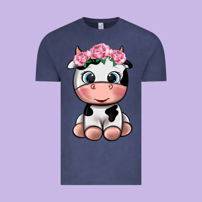Cute Cow Vintage Tee Designed By Texasbilliewilder