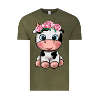 Vintage Olive cute cow Vintage Tee - texasbilliewilder