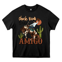 Black check your ego amigo rodeo cowboy Heavy Core Tee - MaliasSmallBusiness
