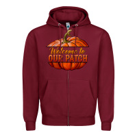 Burgundy welcome to our patch Zipper Hoodie - BundleAndBundleShop