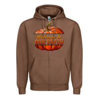 Chestnut welcome to our patch Zipper Hoodie - BundleAndBundleShop