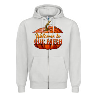 Dove Grey welcome to our patch Zipper Hoodie - BundleAndBundleShop