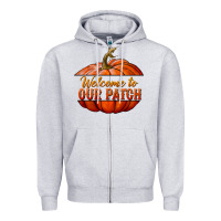 Heather Grey welcome to our patch Zipper Hoodie - BundleAndBundleShop