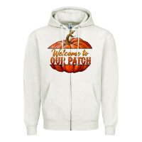 Oatmeal Heather welcome to our patch Zipper Hoodie - BundleAndBundleShop