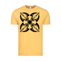 Vintage Mustard trippy psychedelic rave sacred geometry Vintage Tee - DesigneFamous